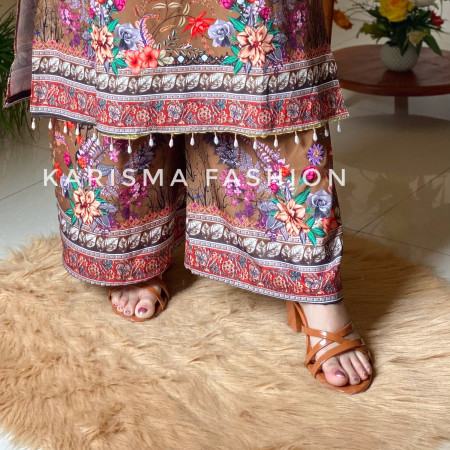 Premium Work Mirror Embroidery Dubai Silk 3-Piece Set (A-4001)