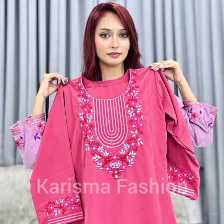 Popcorn Fabrics Sequin Embroidery Work Kurti (A-9001)