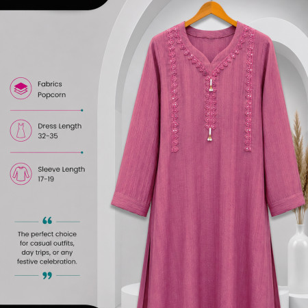 Popcorn Fabrics Sequin Embroidery Work Kurti (A-9001)