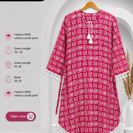 Stylish Cotton Cundri Print Kurti (A-9001)