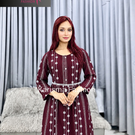 Jafran Fabrics Open Button Semi Long Shirt Kurti (A-9001)
