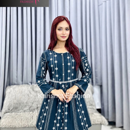 Jafran Fabrics Open Button Semi Long Shirt Kurti (A-9001)