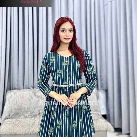Jafran Fabrics Open Button Semi Long Shirt Kurti (A-9001)