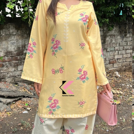 KARISMA"-PRINTED FARSHI FLORAL CO-ORD SET CODE (A-102)