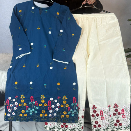 Premium Aarong Cotton Floral Kameez 2-Piece Set (A-104)