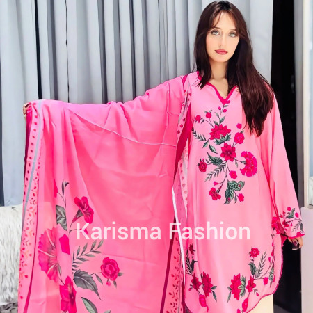 Karisma Pakistani Floral Classic Printed Lace Work 3-Piece Set (A-1002)