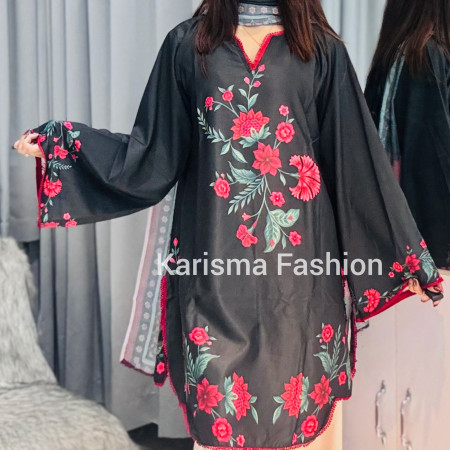 Karisma Pakistani Floral Classic Printed Lace Work 3-Piece Set (A-1002)